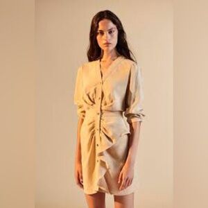 Sandro beige mini dress with 3/4 sleeves